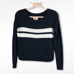 Hollister Crew Neck Navy Blue & White Sweater XS